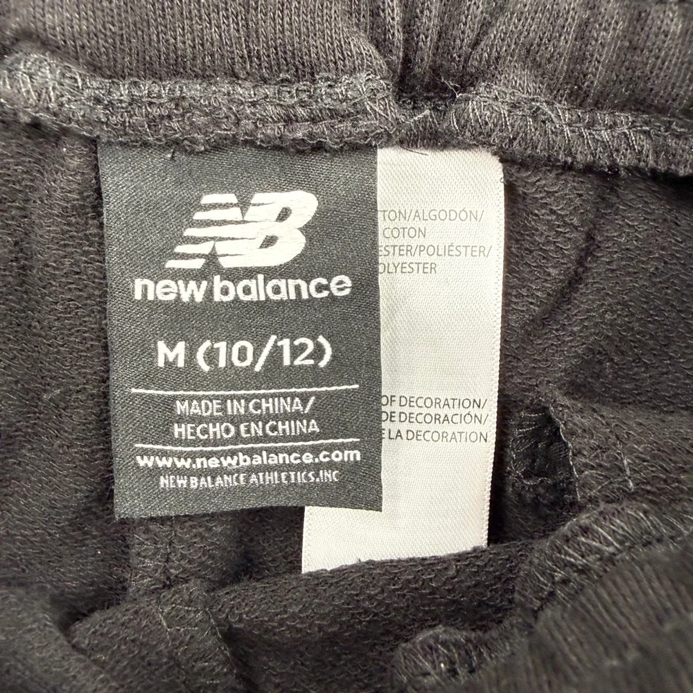 New Balance Kids‎ Black Fleece Joggers Holographic Logo Pants Girls Size M 10/12